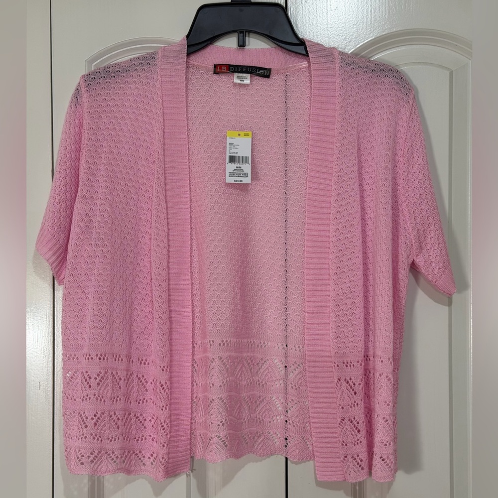 Women's Pink Open-Front Sweater